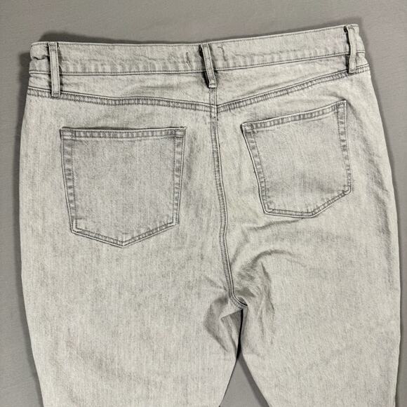 Loft Women's High Rise Kick Crop Jeans in Gray Wash Frayed Hems Stretch- Size 12 - Picture 7 of 9